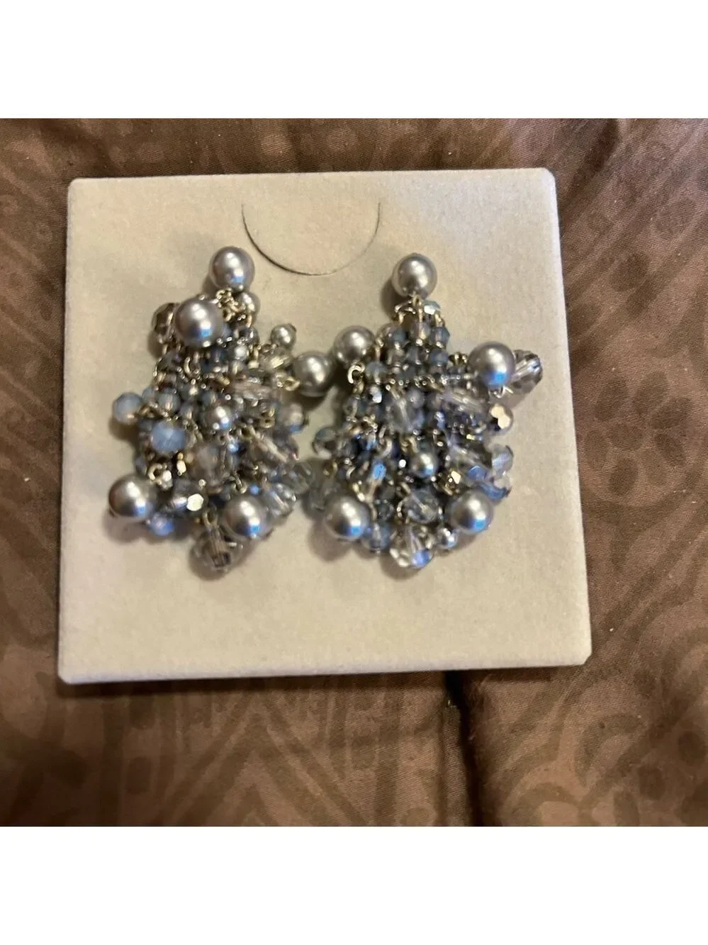 Vintage Daniel Swarovski Paris  earrings silver chains and beads clip on